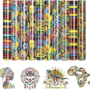Tintnut Kwanzaa African Pattern Heat Transfer Vinyl - 10 Sheets 12"x10" HTV for T-Shirts