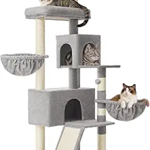 Feandrea 68.5" Large Cat Tree Tower - Multi-Level Condo with 8 Scratching Posts & Caves