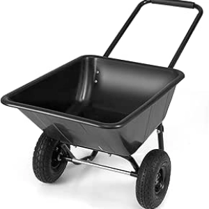 Giantex Dual-Wheel Wheelbarrow 330 Lbs - Heavy-Duty Garden Cart with Pneumatic Tires