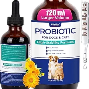 Wellix Liquid Probiotic for Cats & Dogs - 8-Strain Digestive & Skin Support, 120ml