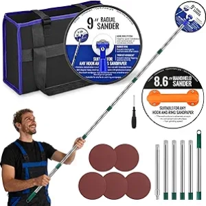 89" Pole Sander & Handheld Drywall Sander Kit - Dual Sanders with 5 Grit Discs