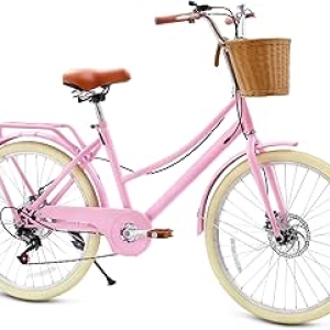 Kids Retro Cruiser Bike 20" 24" - 7-Speed Girls Bicycle Ages 6-14