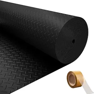 8x25 FT Thickened Diamond Plate PVC Garage Floor Mat - Heavy-Duty Car Parking Flooring