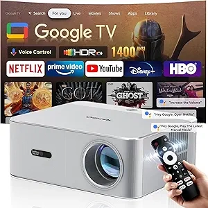 OSCAL PV800 Pro 4K Google TV Projector - 1400 ANSI Lumens, WiFi 6, Netflix Certified