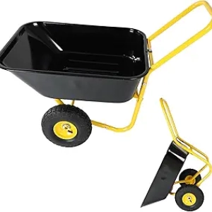Dual Wheel Garden Wheelbarrow - 300 lbs Heavy Duty Yard Cart with Pneumatic Tires