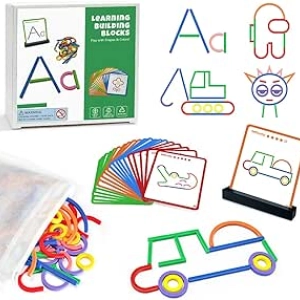 176PCS Pattern Blocks STEM Toys - Creative Sticks Building Set for Kids Ages 5+