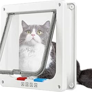 Elevon 4 Way Cat Door for Windows & Doors - Weatherproof Pet Flap with Magnetic Lock