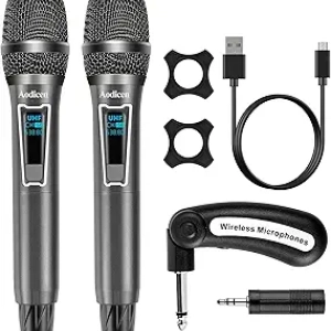 Wireless Karaoke Microphone System - 160ft Range, No Delay, Rechargeable (2-Pack)