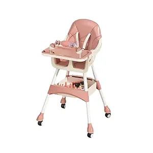 Portable High Chair for Babies & Toddlers | Easy Clean, Storage Basket & Lock Wheels