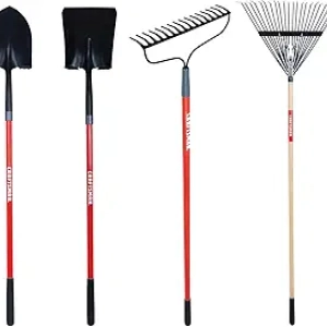 Craftsman New Homeowner Bundle: 4-Piece Shovel & Rake Set with Fiberglass & Wood Handles