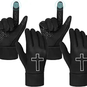 Christian Cross Winter Gloves Touchscreen - Anti-Slip Thermal Gloves for Men & Women