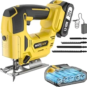 20V Cordless Jig Saw - Variable Speed Electric Jigsaw with Battery & Charger