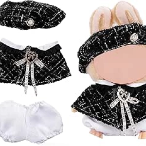 Tweed-Style Outfit Set for 17cm labubu Dolls - Cute Clothes & Accessories