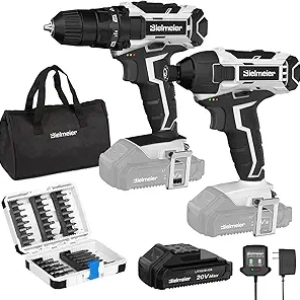 Bielmeier 20V Cordless Drill & Impact Driver Combo Kit with 33 Accessories