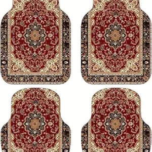 Red Persian Style Car Floor Mats - Non-Slip Universal Auto Liners for Trucks & SUVs