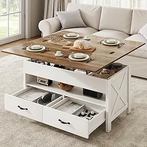 Marsail 40" Lift Top Coffee Table - 4-in-1 Multifunctional Farmhouse Table with Hidden Storage