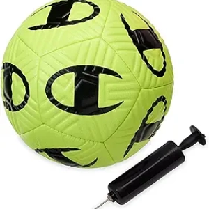 Champion Playmaker Logo Soccer Ball with Pump - Durable Training Ball for Kids, Youth & Adults