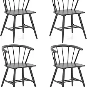 GOFLAME Windsor Dining Chairs Set of 4 - Farmhouse Kitchen Chairs with Spindle Back