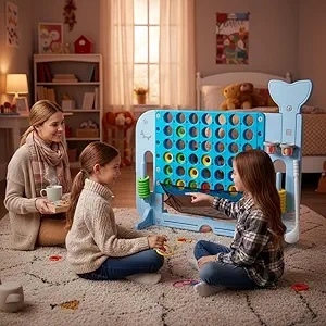 Giant 4 in a Row Game Set - Adjustable 2.8-3.8 FT with Golf, Basketball & Ring Toss